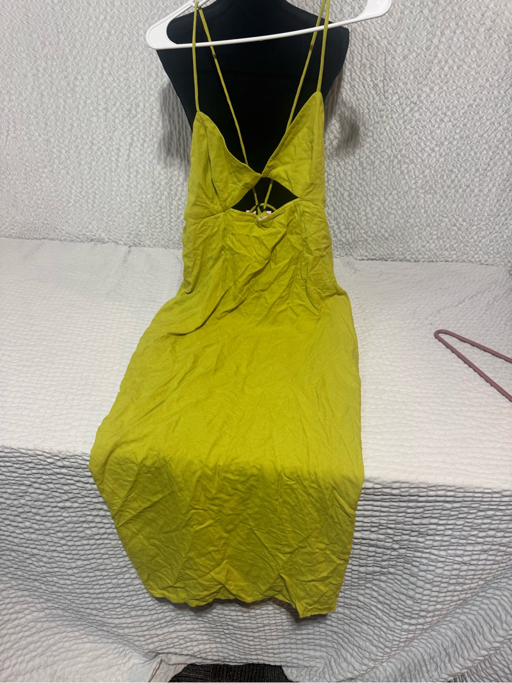 Lime Green Backless SpaghettiStrap Midi Dress